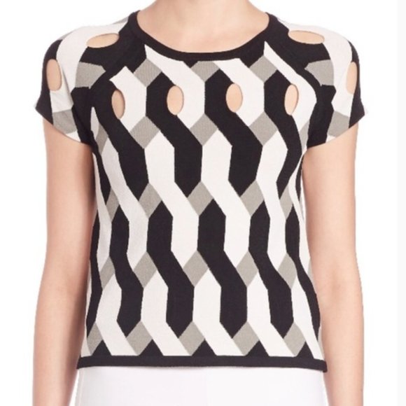 Rag & Bone Olympia Geometric Printed Cutout Top SZ XS - Picture 1 of 8